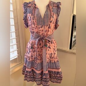 Alicia Bell Pink and Blue Block Print Dress M
